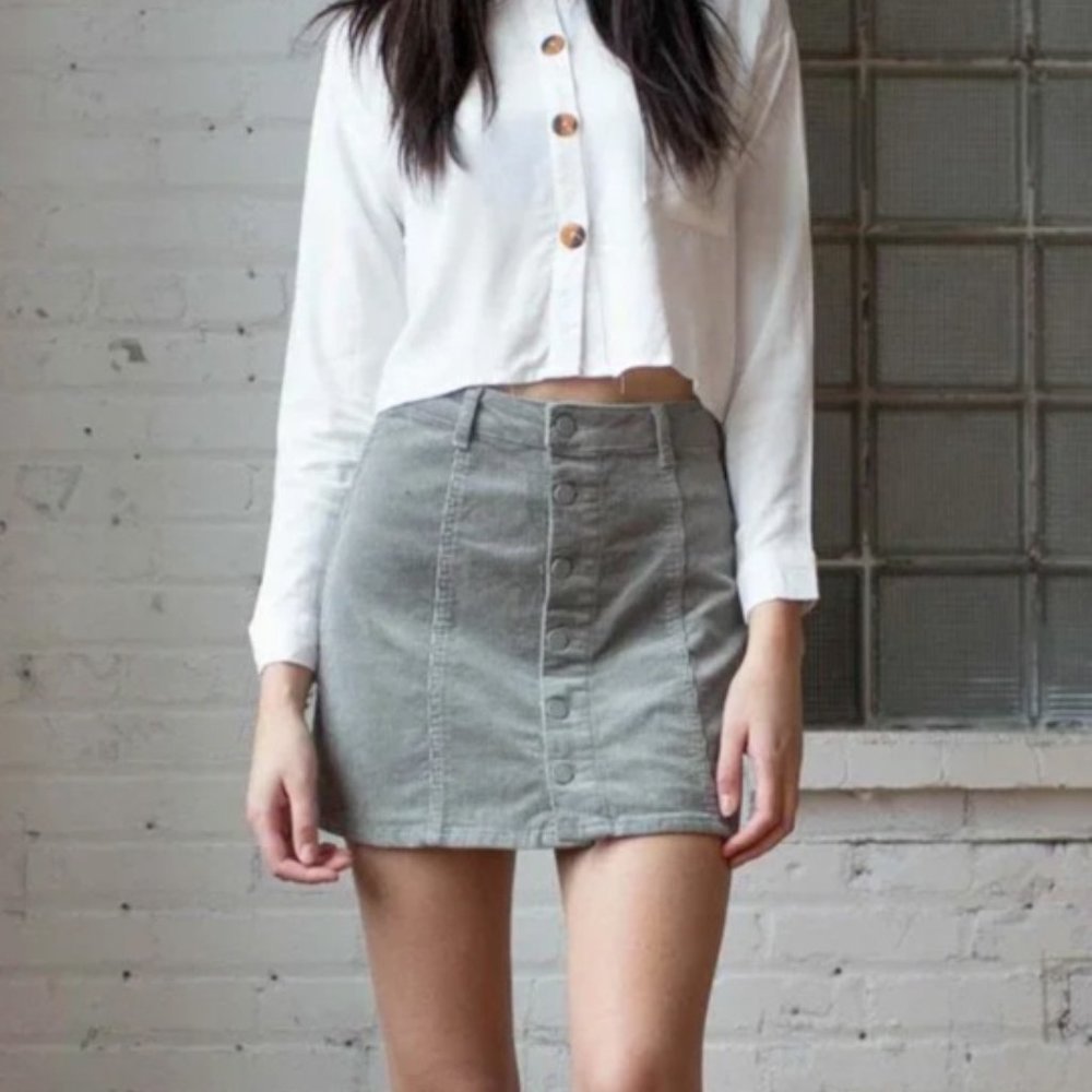 NEW Corduroy Velvet Snap Front Mini Skirt